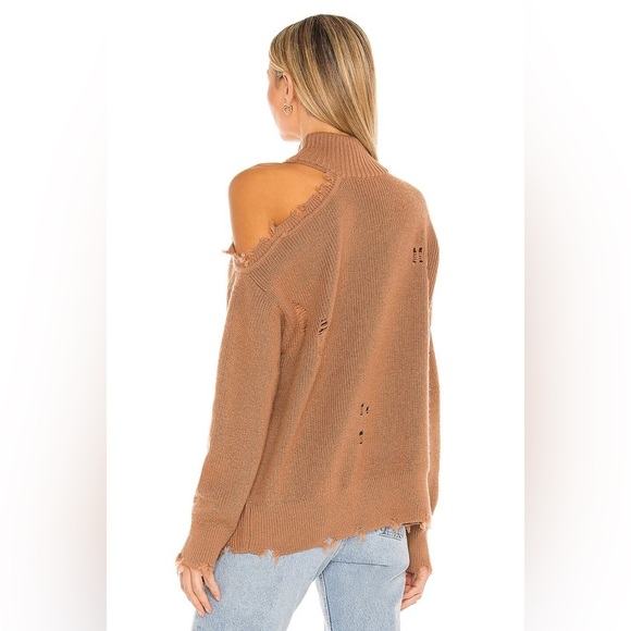 Lovers + Friends Arlington Part-Wool Off-the-Shoulder Tan Sweater - Picture 3 of 11